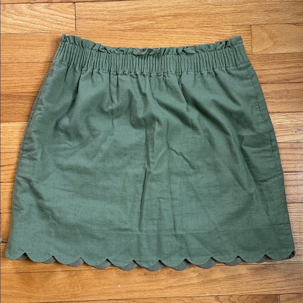 J. Crew Green Scalloped Hem Skirt